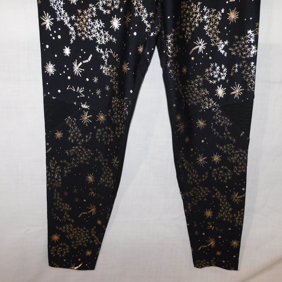ASKYA Womens S Black Gold Constellations Space Activewear Leggings Cropped - Picture 6 of 16